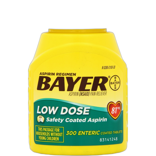 Bayer Aspirin Regimen Low Dose 81mg, Enteric Coated Tablets, 300-Count Pack of 3