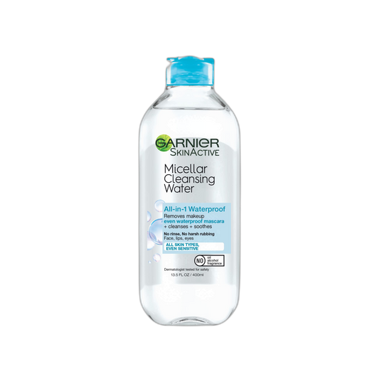Garnier Micellar Water For Waterproof Makeup, Hydrating Facial Cleanser & Makeup Remover, Suitable for Sensitive Skin, Vegan, Cruelty Free, 13.5 Fl Oz (400mL), 1 Count