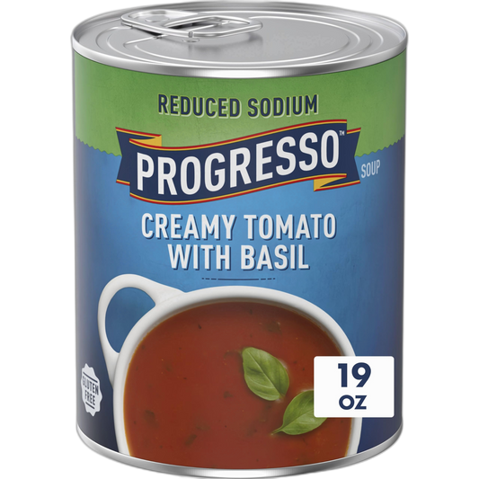 Progresso Reduced Sodium, Creamy Tomato with Basil Soup, Gluten Free, 19 oz