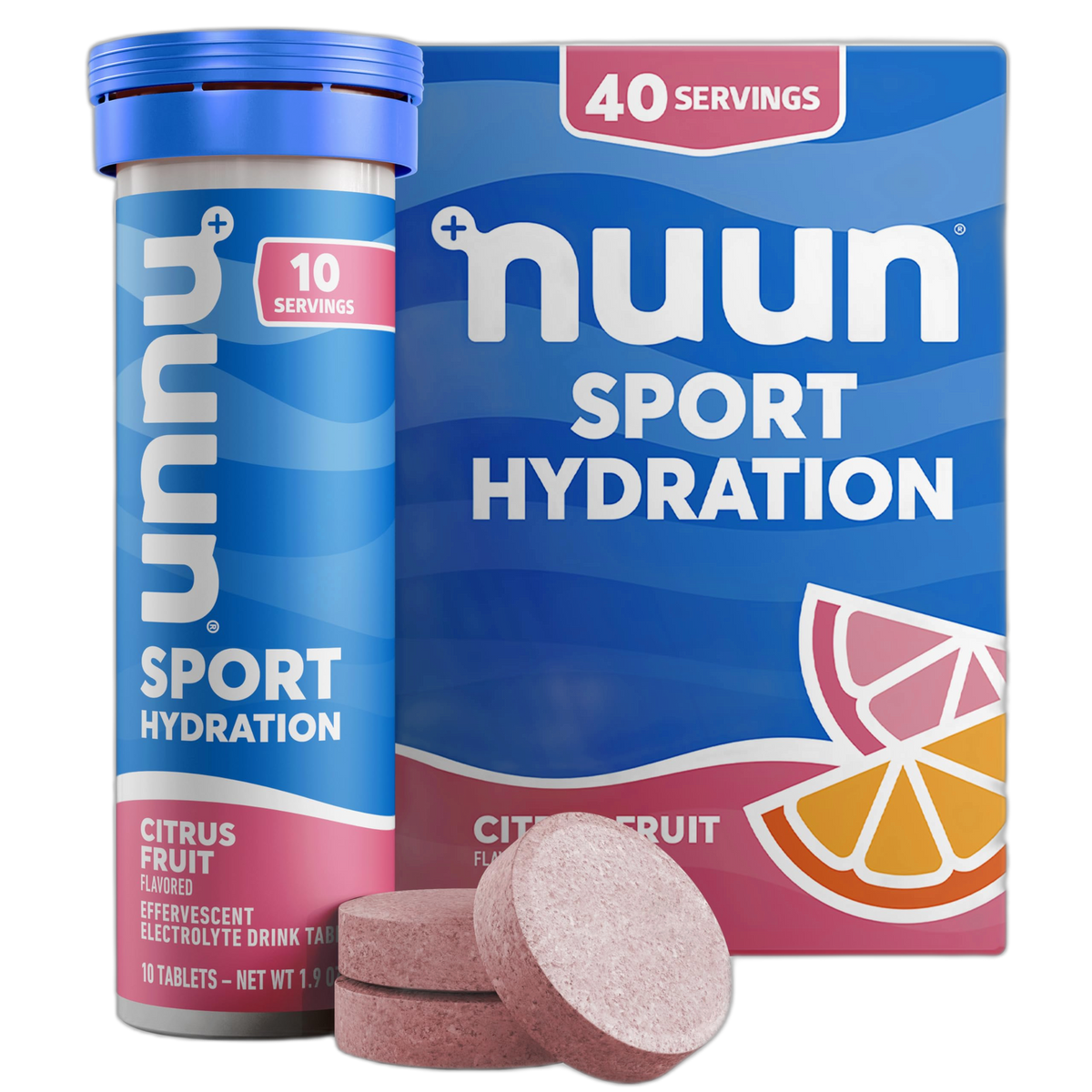 Nuun Sport Electrolyte Tablets with Magnesium, Calcium, Potassium, Chloride & Sodium, Gluten Free & Vegan, Citrus Fruit, 4 Pack (40 Servings Total)