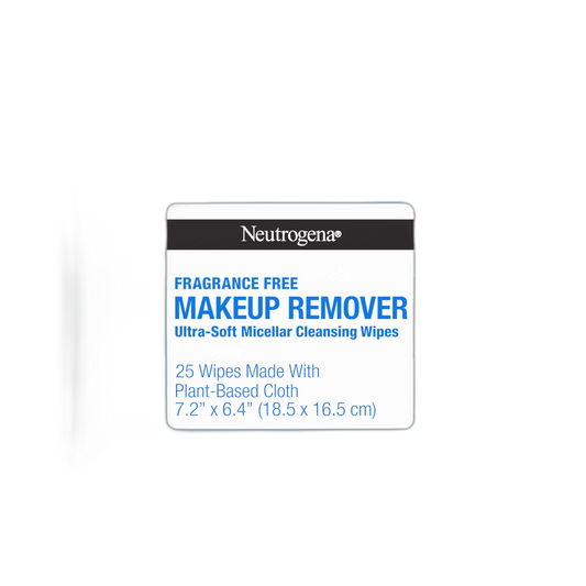 Neutrogena Fragrance-Free Makeup Remover Wipes, Daily Ultra-Soft Micellar Cleansing Wipes Gently Remove Oil & Waterproof Makeup, Hypoallergenic, Made with Plant-Based Cloth, 25 ct