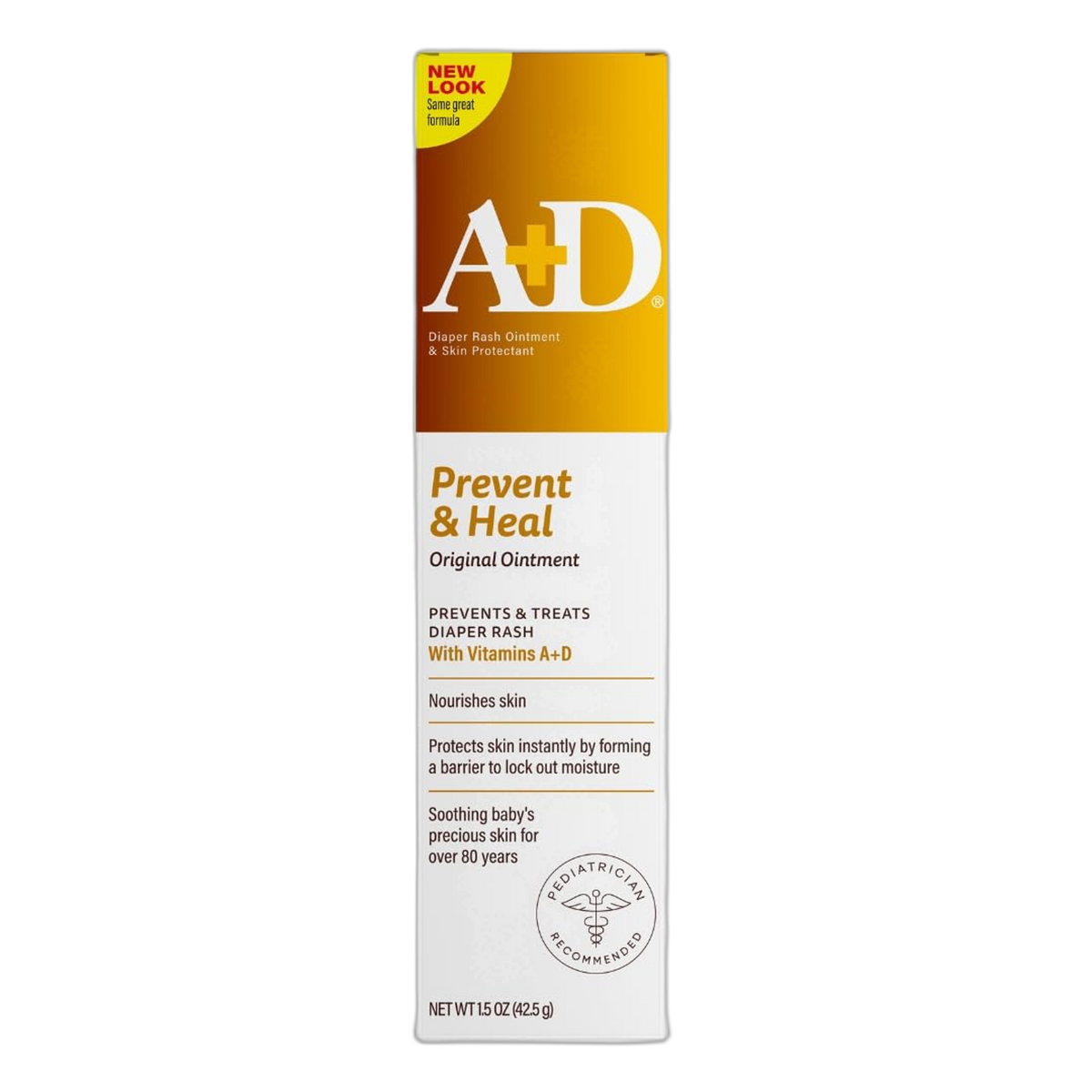 A+D Original Diaper Rash Ointment, Baby Skin Protectant with Lanolin and Petrolatum, Seals Out Wetness, Helps Prevent Diaper Rash, 1.5 Ounce Tube, Packaging May Vary