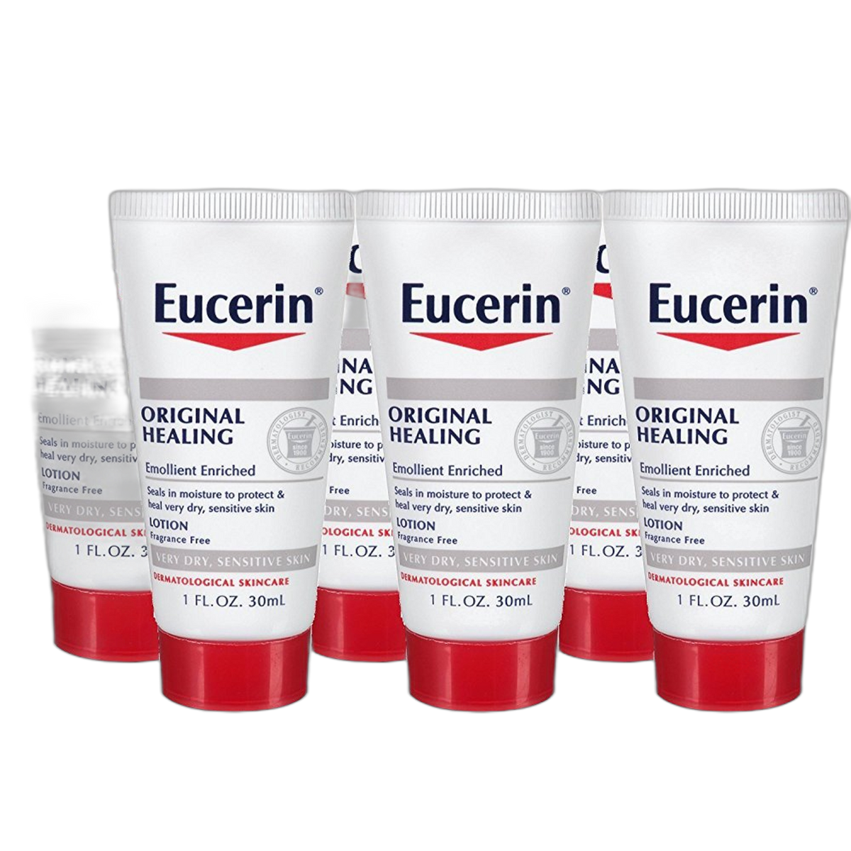 Eucerin Original Healing Soothing Repair Rich Lotion Fragrance Free Dry Skin 1 Oz Travel Size (Pack of 6)