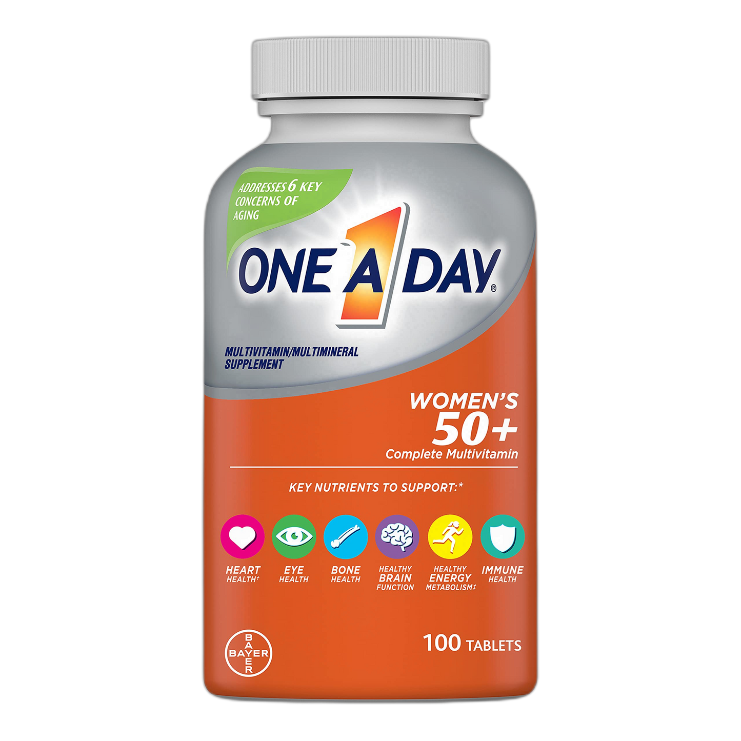 One A Day Women’s 50+ Multivitamins, Multivitamin for Women with Vitamin A, C, D, E and Zinc for Immune Health Support*, Calcium & more, 100 count