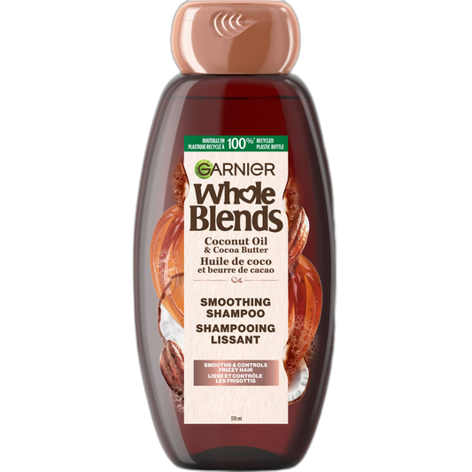 Garnier Whole Blends Coconut Oil & Cocoa Butter Scent Smoothing Shampoo for Frizzy Hair, Paraben-Free, Nourishing, Unisex, 12.5 Fl Oz