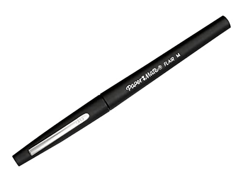 Paper Mate Flair Felt Tip Pens, Medium Point (0.7mm), Black, 4 Count
