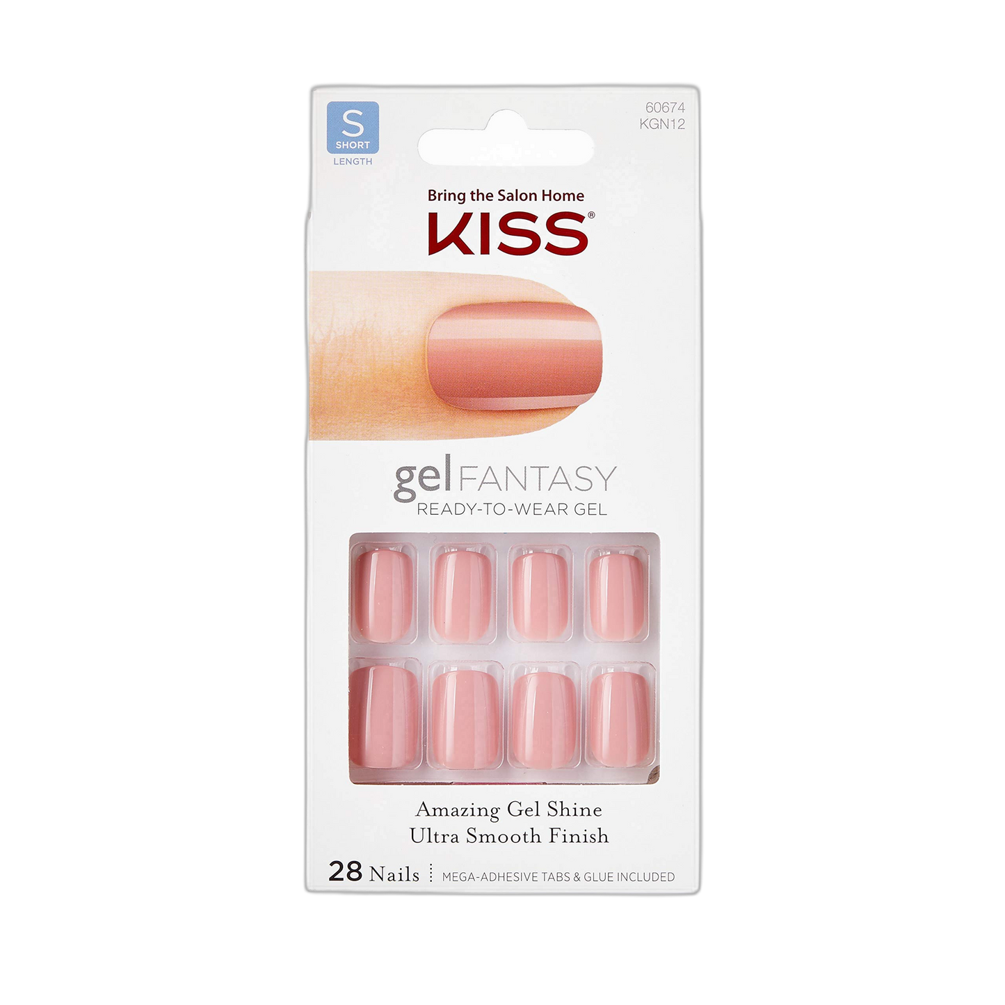 Kiss Nails GEL FANTASY Short Design Nails w/Adhesive Tabs & Glue (KGN12-RIBBONS) (1 PACK)