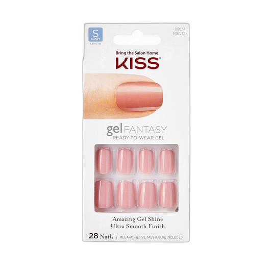 Kiss Nails GEL FANTASY Short Design Nails w/Adhesive Tabs & Glue (KGN12-RIBBONS) (1 PACK)