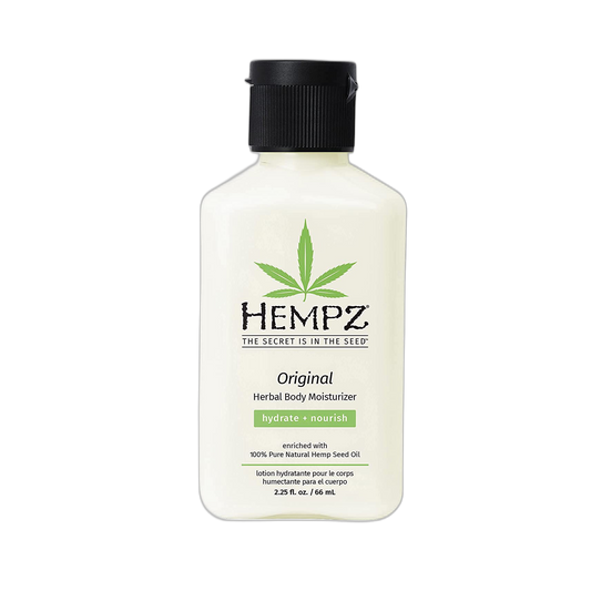Hempz Original Natural Hemp Seed Oil Body Moisturizer with Shea Butter and Ginseng, 2.25 Fluid Ounce - Pure Herbal Skin Lotion for Dryness - Nourishing Vegan Body Cream in Floral and Banana