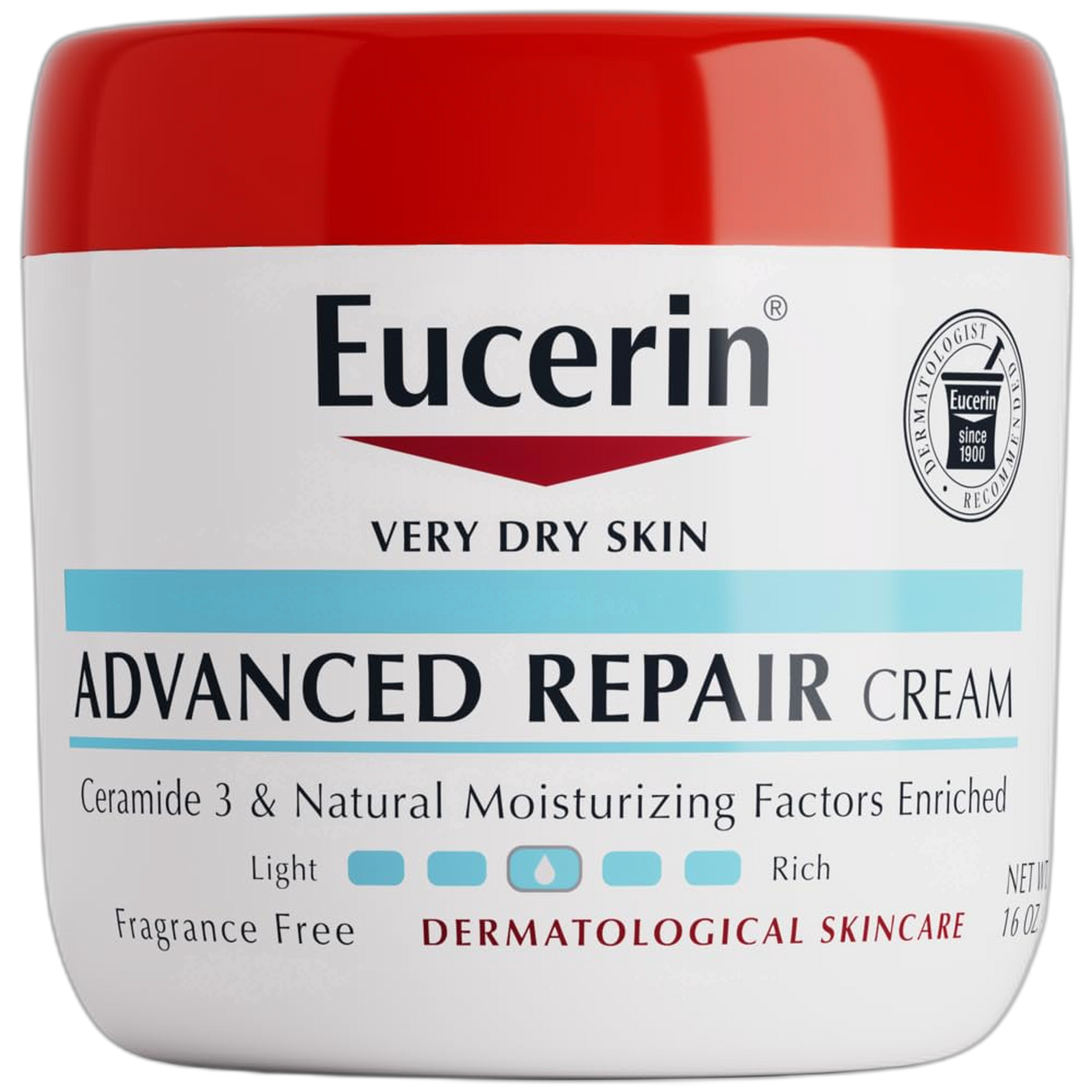 Eucerin Advanced Repair Body Cream for Very Dry Skin, Fragrance Free Daily Body Moisturizer, 16 Oz Jar