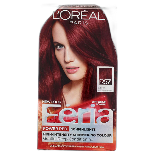 L'Oreal Paris Feria Permanent Haircolor, R57 Intense Medium Auburn 1 ea (Pack of 3)