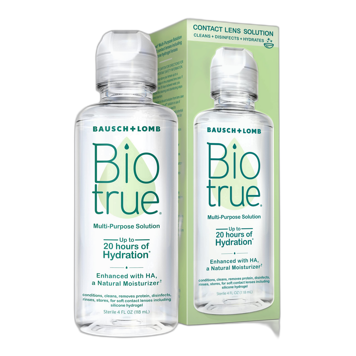 Biotrue Contact Solution, Multi-Purpose Lens Solution for Soft Lenses, Cleans, Disinfects, Removes Protein Build-Up, Dirt & Debris, Hydrates, Stores & Conditions Contacts, 4 Fl Oz (Pack of 1)