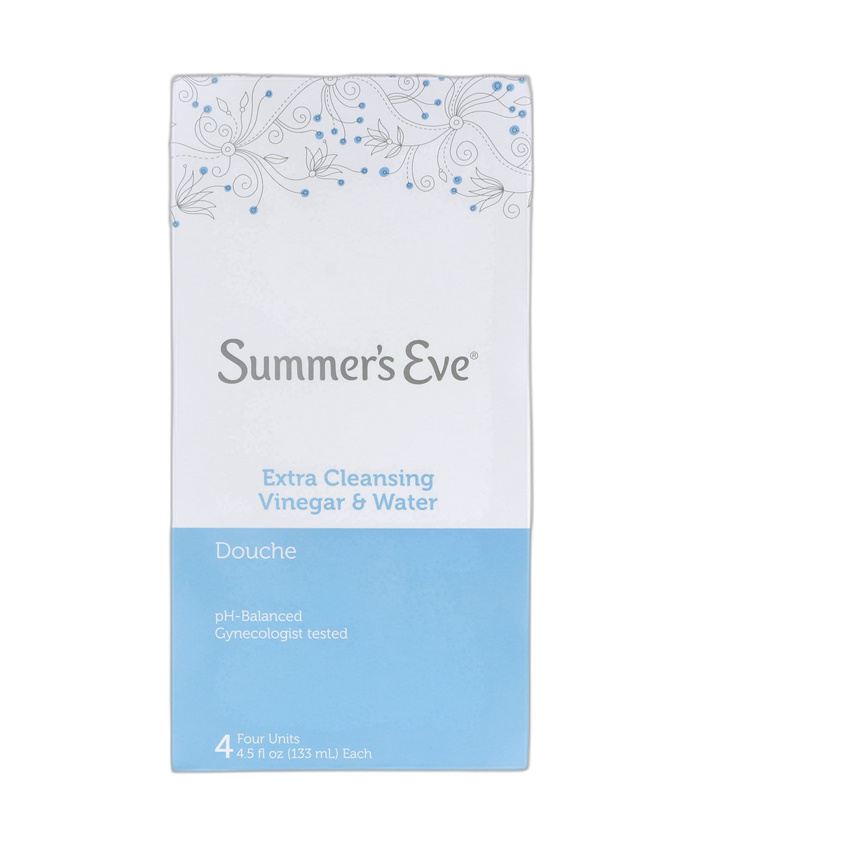 Summer's Eve Extra Cleansing Douche Vinegar & Water, Feminine Wash,PH Balanced, Naturally Inspired, & Gynecologist Tested (Pack of 4 Bottles, 4.5oz Each Bottle)