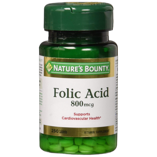 Nature's Bounty Folic Acid 800 mcg, 250 Tablets (Pack of 2)