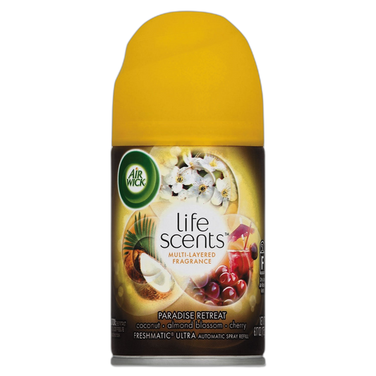 Air Wick 91099 FRESHMATIC LIFE SCENTS ULTRA REFILL, PARADISE RETREAT, 5.89 OZ AEROSOL, 6/CARTON