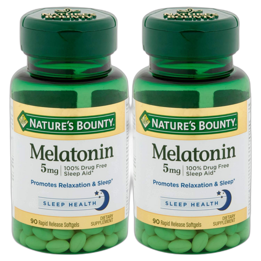 Nature's Bounty Melatonin 5mg, 90 Softgels (Pack of 2)