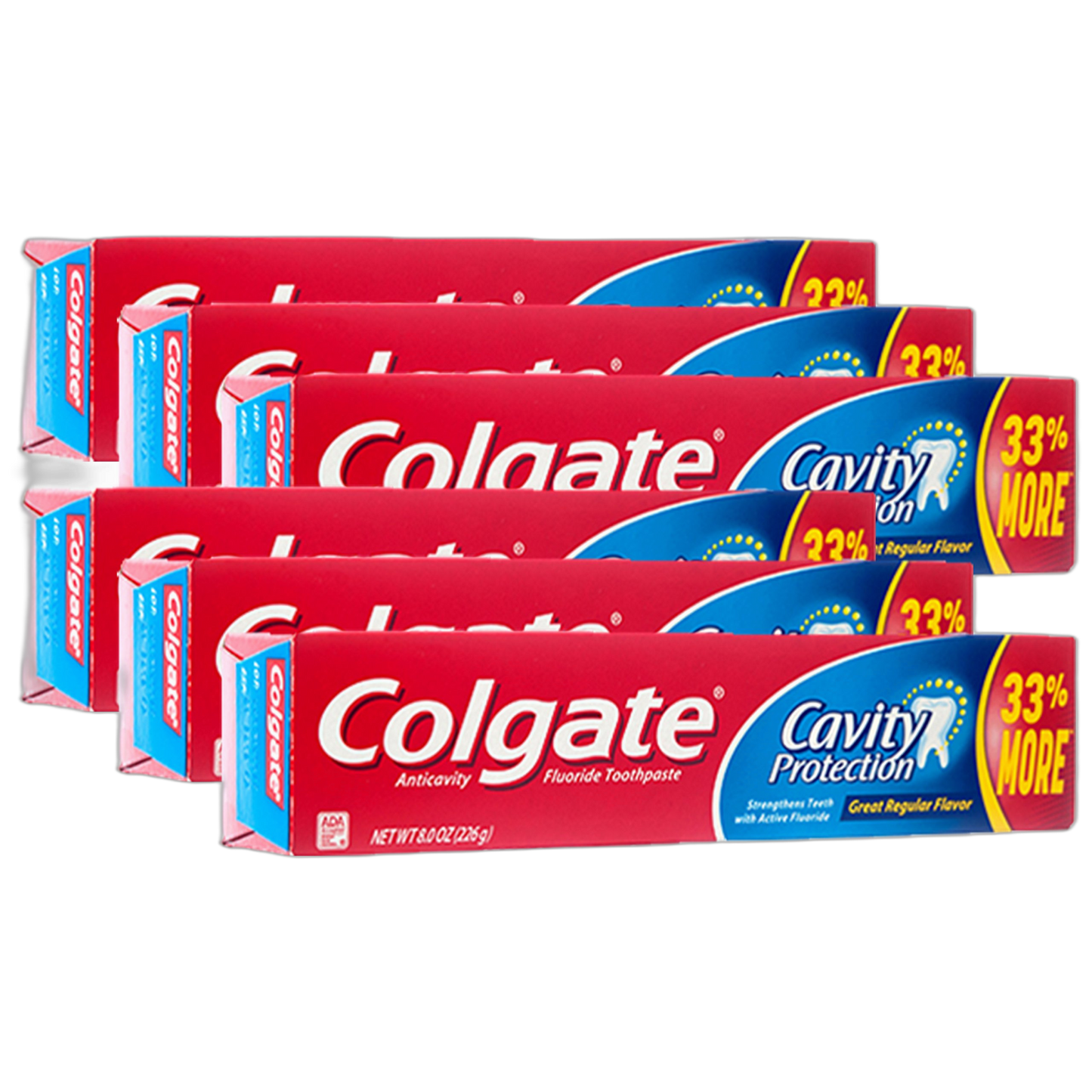 Colgate Cavity Protection Fluoride Toothpaste Regular Flavor - 8 oz, Pack of 6