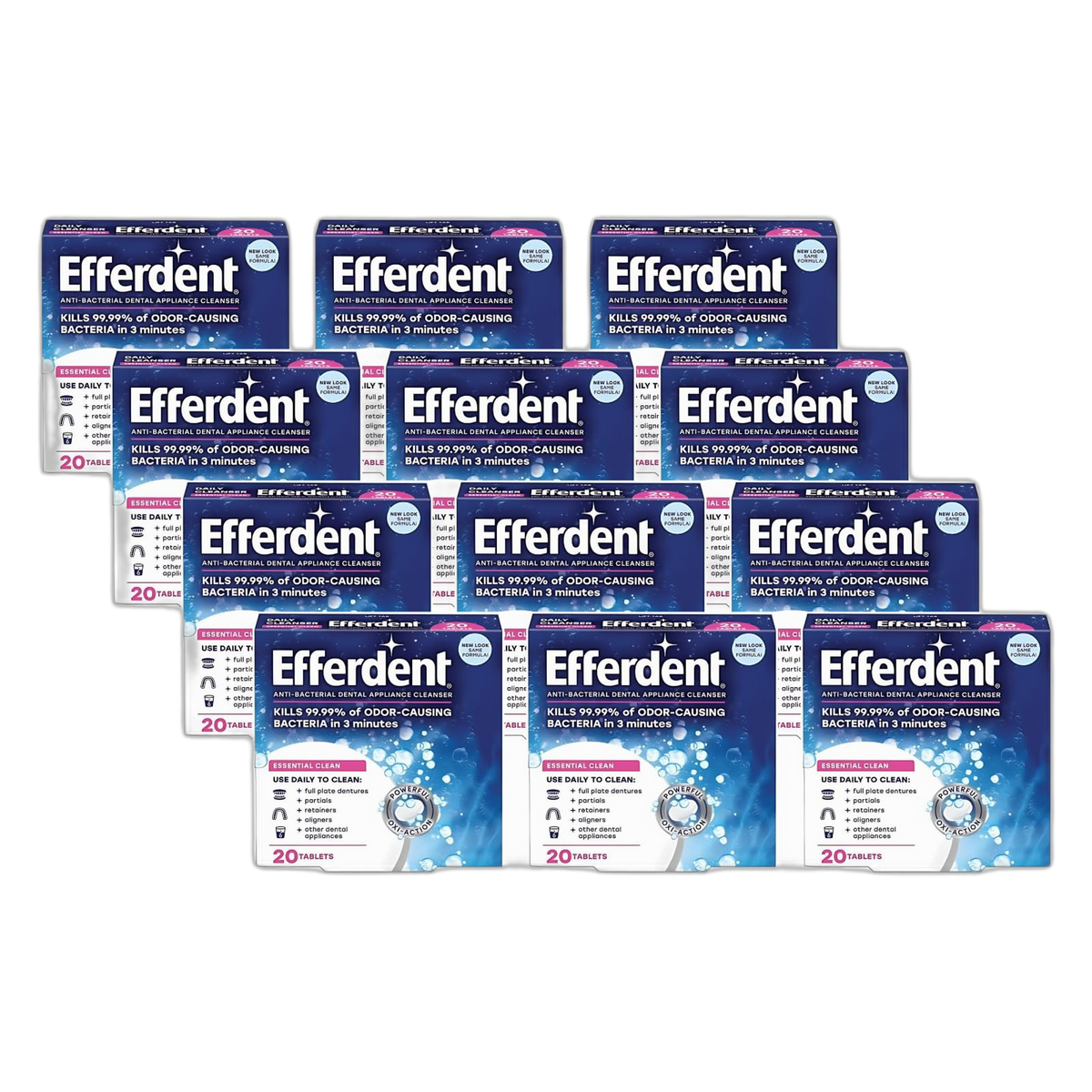 Efferdent Retainer Cleaning Tablets, Denture Cleaning Tablets for Dental Appliances, Complete Clean, 102 Count. (Pack of 12)