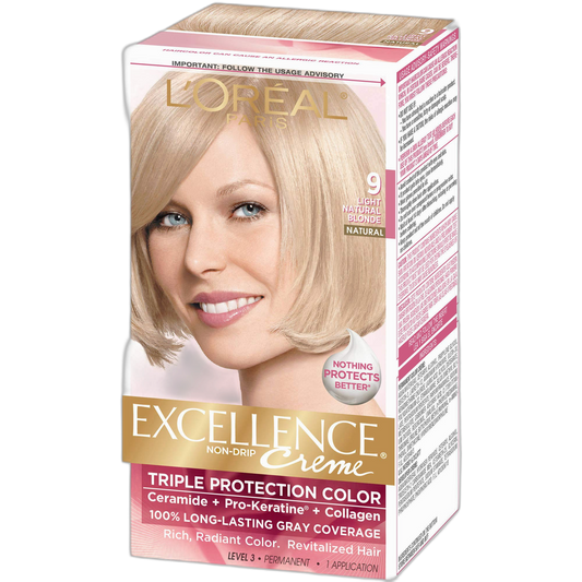 L'Oreal Paris Excellence Creme Haircolor, Light Natural Blonde [9] 1 ea (Pack of 2)
