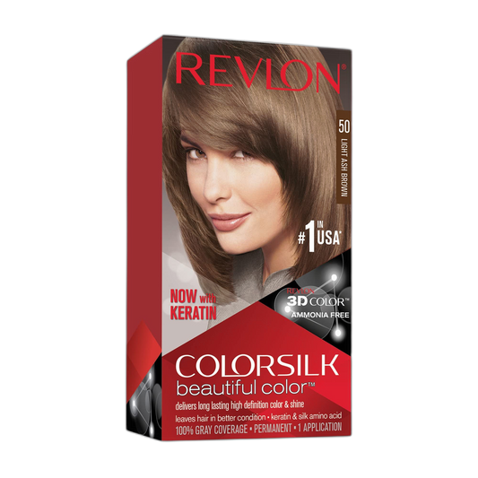 Revlon ColorSilk Hair Color, 50 Light Ash Brown 1 ea (Pack of 12)