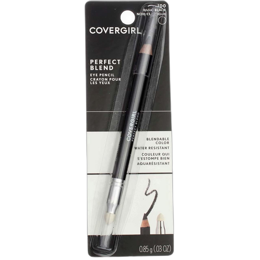 CoverGirl Perfect Blend Eye Pencil, Basic Black [100], 0.03 oz (Pack of 4)