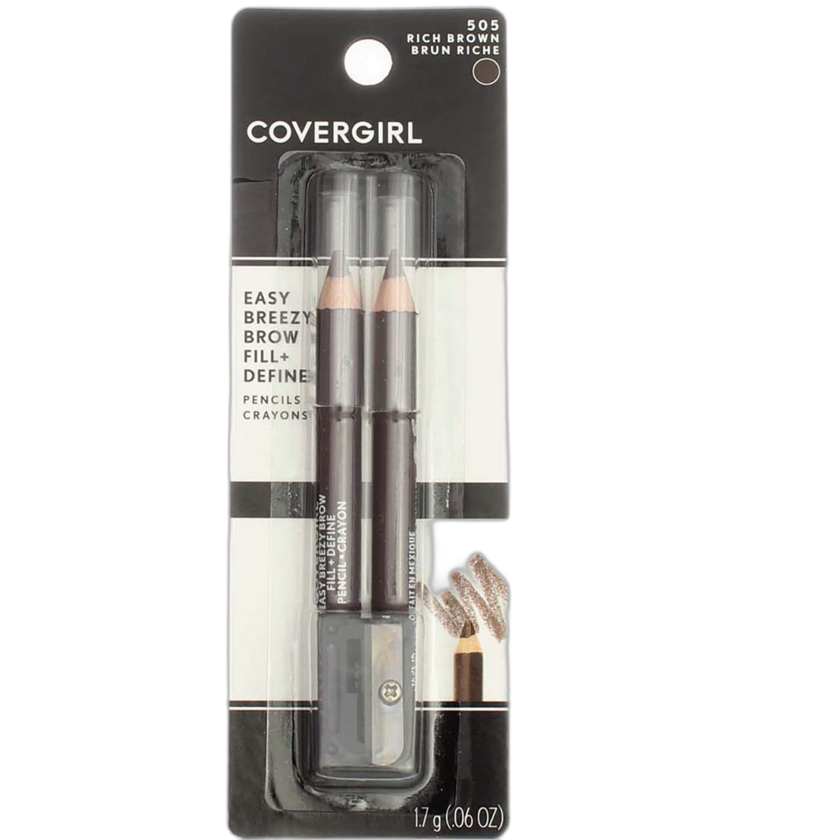 CoverGirl Easy Breezy Brow, Fill+Define Pencils [505] Rich Brown 2 ea?? ( Pack of 5)?