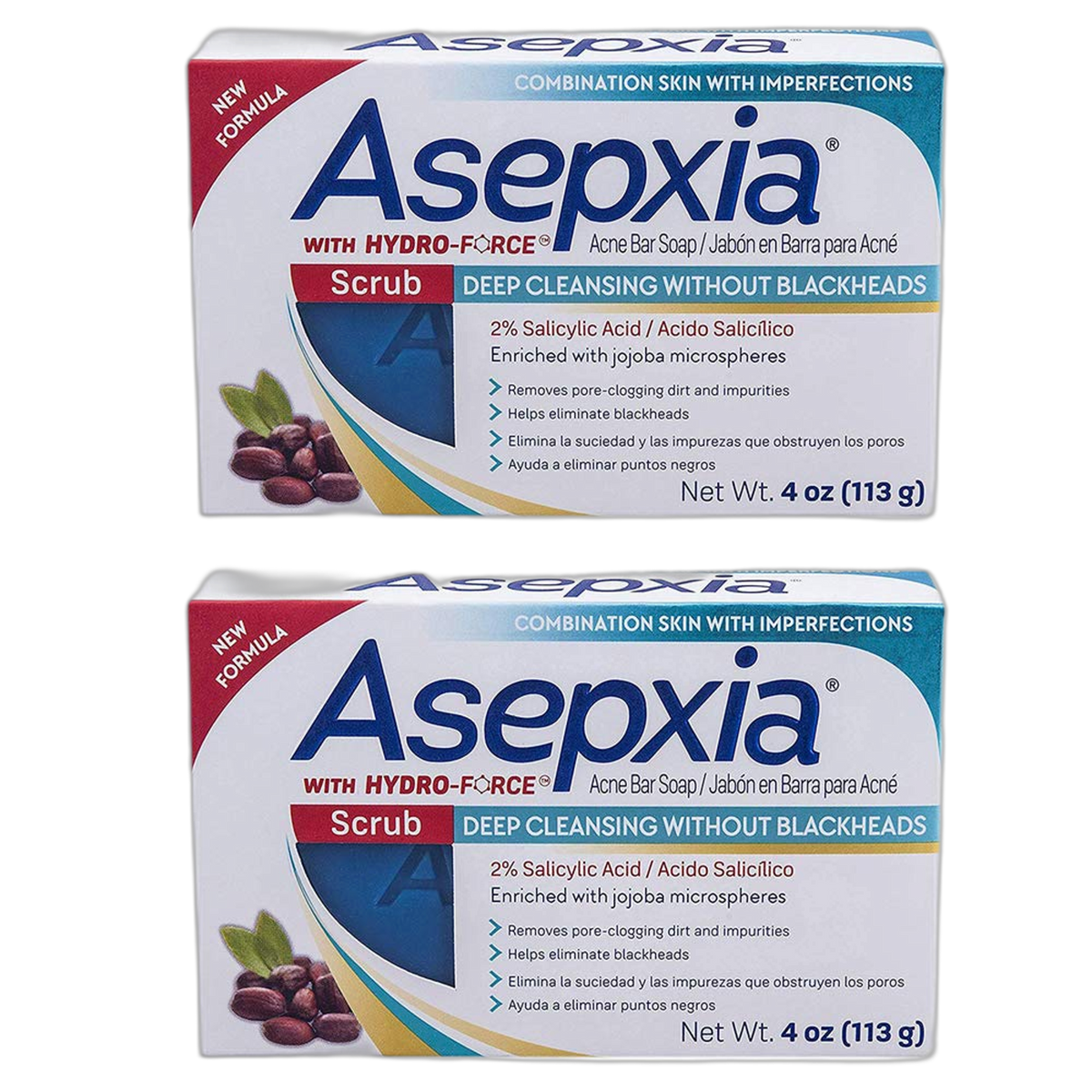 Asepxia Scrub Exfoliante Cleansing Bar Soap 4 oz (Pack of 2)