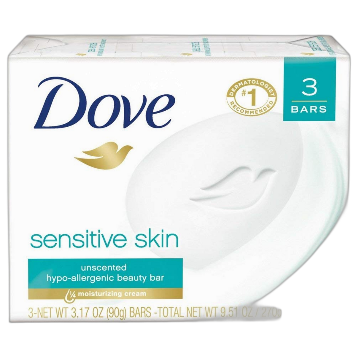 Dove Beauty Bar Sensitive Skin 3.17 oz, 3 Bar(Pack of 8)