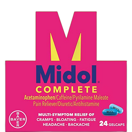 Midol Complete Menstrual Pain Relief Gelcaps with Acetaminophen for Menstrual Symptom Relief - 24 Count (Pack of 10)