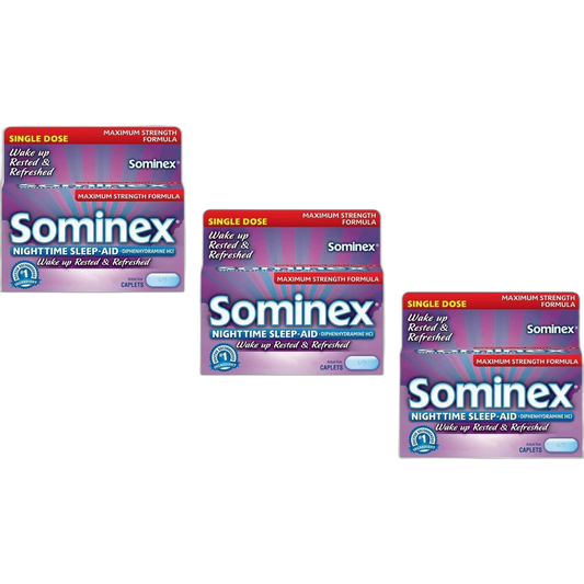 Sominex Nighttime Sleep-Aid Caplets, Maximum Strength, 16 ea (Pack of 3)