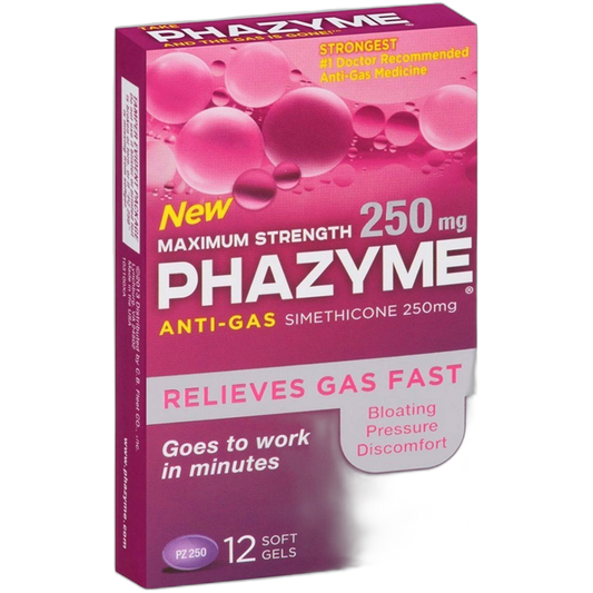 Phazyme Maximum Strength 250 mg Softgels, 12 ea (Pack of 12)