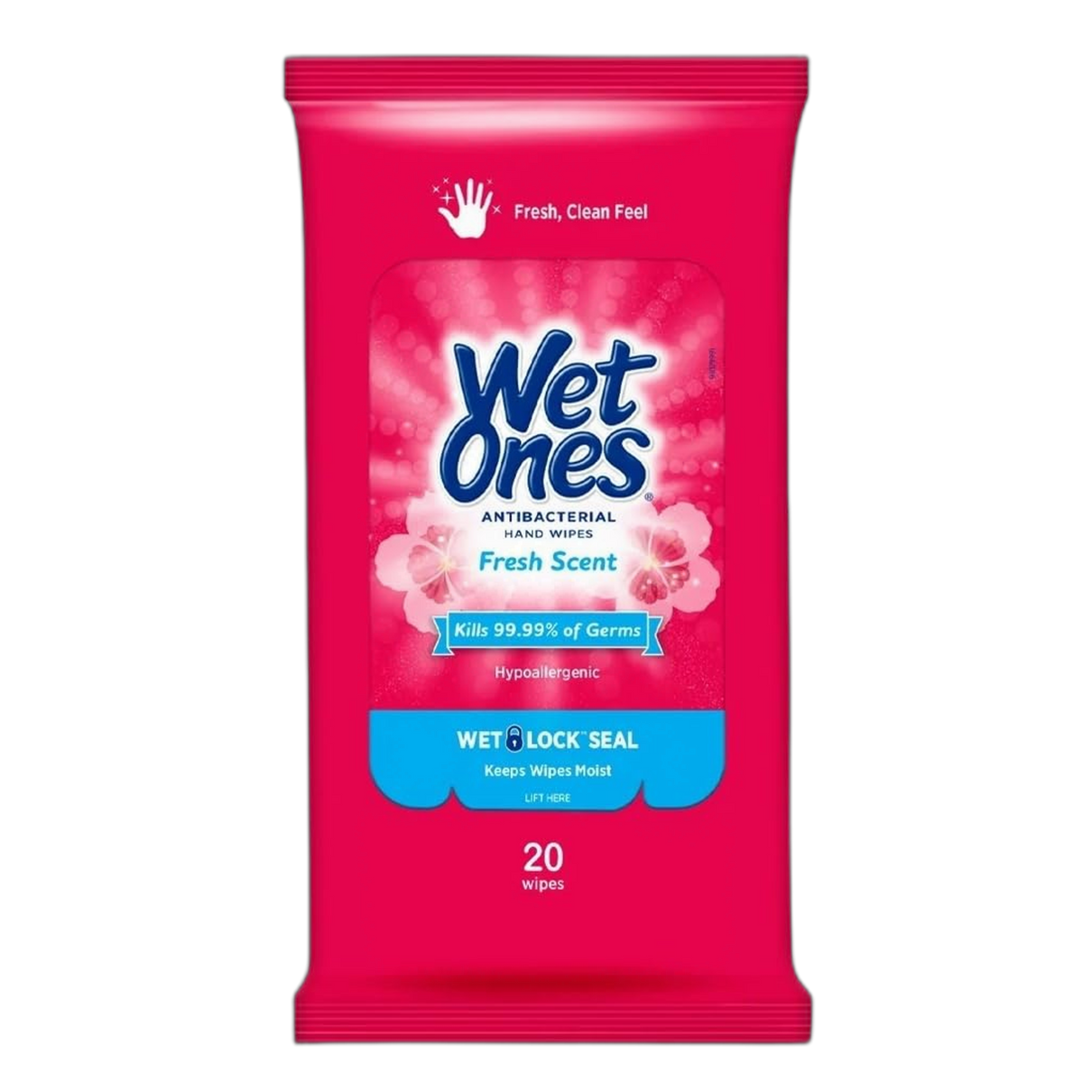 Wet Ones Antibacterial Hand Wipes Travel Pack, 20-Count (Pack of 1)(colors may vary)