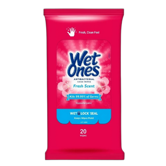Wet Ones Antibacterial Hand Wipes Travel Pack, 20-Count (Pack of 1)(colors may vary)