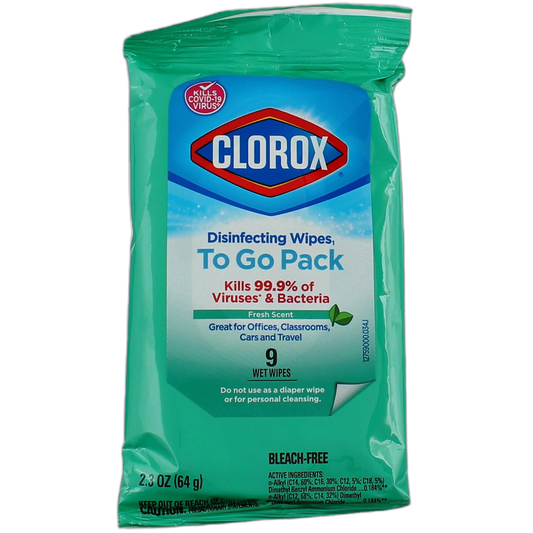 Clorox Disinfecting Wipes to Go Pack, Fresh Scent 9 ct (Pack of 2)