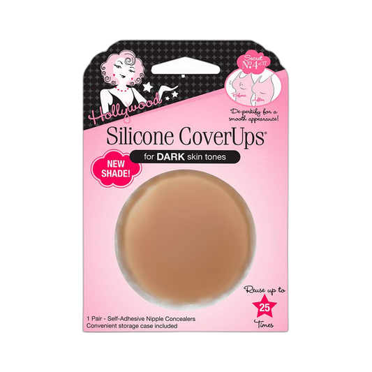 Hollywood Fashion Secrets Silicone Coverups, Hypoallergenic, Reusable, Washable, Gentle on Skin, Ultra Thin, Self Adhesive, Dark Shade, 1 Pack