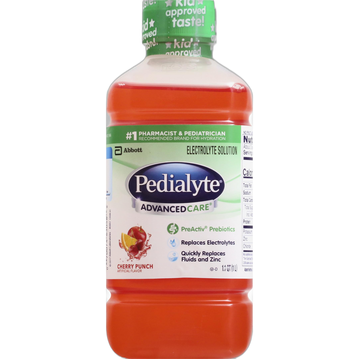 Pedialyte AdvancedCare Cherry Punch Electrolyte Solution, 33.8 Fl Oz Bottle