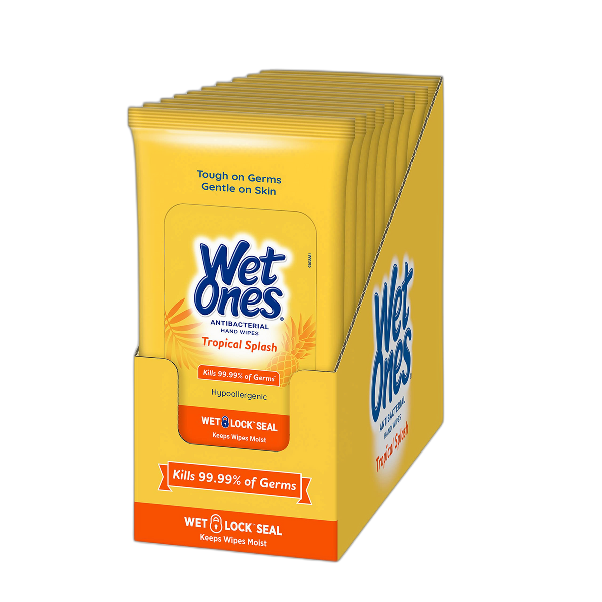 Wet Ones Antibacterial Hand Wipes, Tropical Splash Scent, 20 Count (Pack of 10)