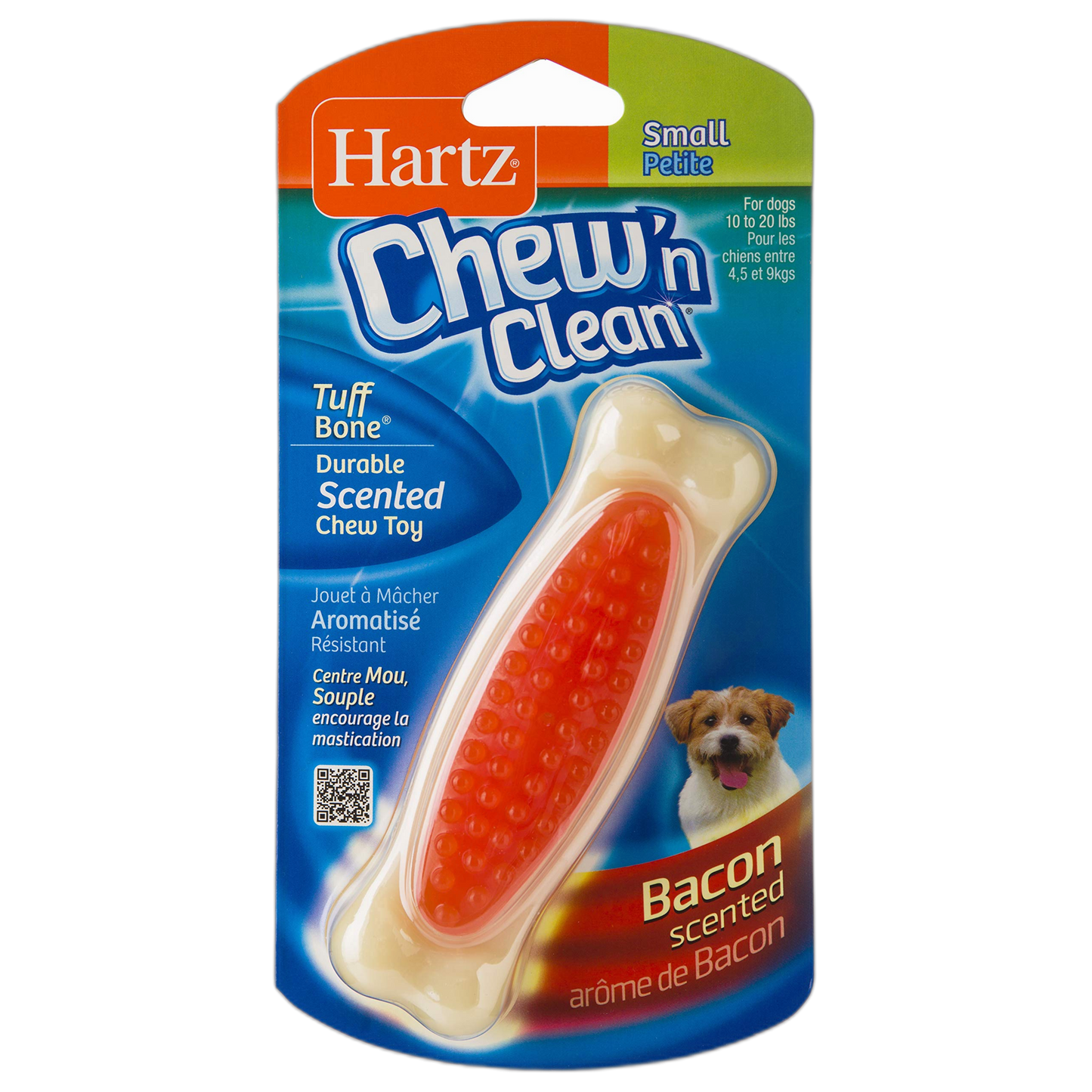 Hartz Chew 'n Clean Tuff Bone Bacon Scented Dental Dog Chew Toy - Small
