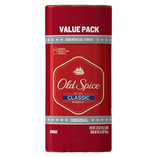 Old Spice Classic Deodorant for Men, 24hr Sweat & Odor Protection, Long Lasting Freshness, Clean & Masculine Fragrance, Original Scent, 3.25 oz (Pack of 2)