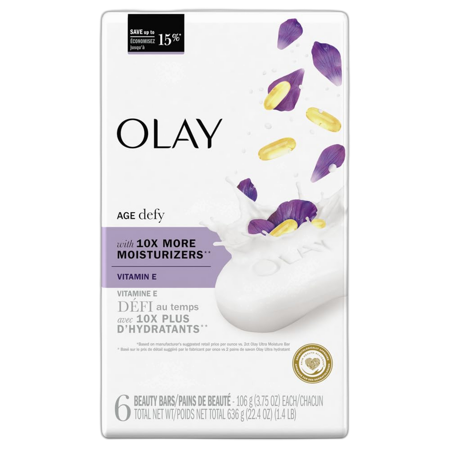 Olay Age Defying Bar Soap with Vitamin E and Vitamin B3 Complex Beauty Bars 3.75 oz (6 Count)