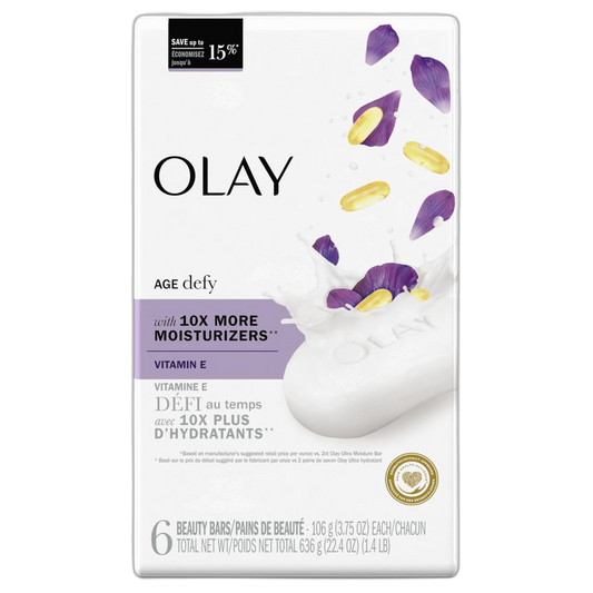 Olay Age Defying Bar Soap with Vitamin E and Vitamin B3 Complex Beauty Bars 3.75 oz (6 Count)