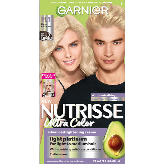 Garnier Hair Color Nutrisse Ultra Color Nourishing Creme, PL1 Light Platinum (Coconut) Permanent Hair Dye, 1 Count (Packaging May Vary)