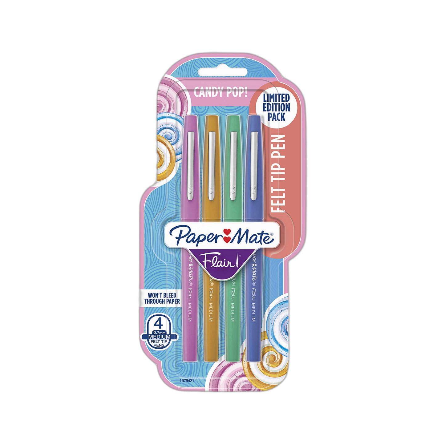 Paper Mate Flair Felt Tip Pens, Medium Point, Limited Edition Candy Pop Pack, 4 Pack (1979421)