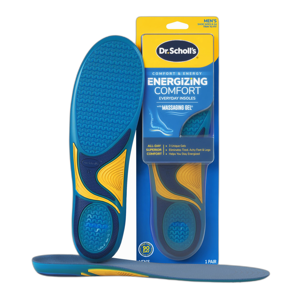 Dr. Scholl’s Energizing Comfort Men’s Everyday Insoles with Massaging Gel - Clinically Proven, All-Day Energy and Comfort Inserts with Patented Triple Gel Design - Shock Absorbing, Arch Support