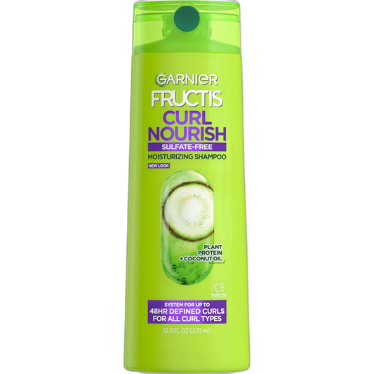 Garnier Fructis Curl Nourish Sulfate Free Moisturizing Shampoo, 12.5 Fl Oz, 1 Count (Packaging May Vary)