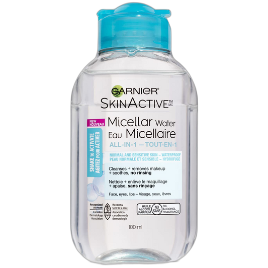 Garnier SkinActive Micellar Cleansing Water, For Waterproof Makeup, 3.4 Fl Oz