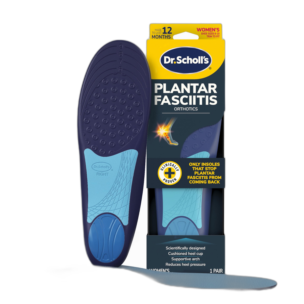 Dr. Scholl’s Plantar Fasciitis Relief Orthotic Insoles for Women - The Only Proven Insole to Stop Plantar Fasciitis from Coming Back, Immediately Relieves Pain, Heel Spurs, Arch Support Inserts