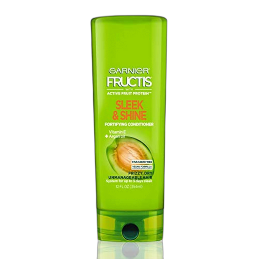 Garnier Fructis Sleek and Shine Conditioner, Frizzy, Dry, Unmanageable Hair, 12 fl; oz.