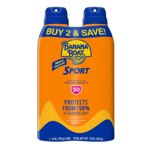 Banana Boat Sport Ultra SPF 50 Sunscreen Spray | Banana Boat Sunscreen Spray SPF 50, Water Resistant, Oxybenzone-Free, Sunblock, 6oz each Twin Pack