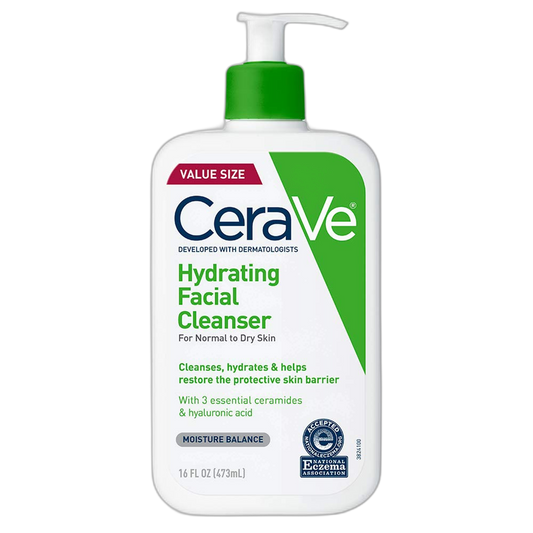 CeraVe Hydrating Facial Cleanser, Moisturizing Face Wash For Dry Skin, Hyaluronic Acid + Ceramides + Glycerin, Hydrating Cleanser For Normal To Dry Skin, National Eczema Association Certified